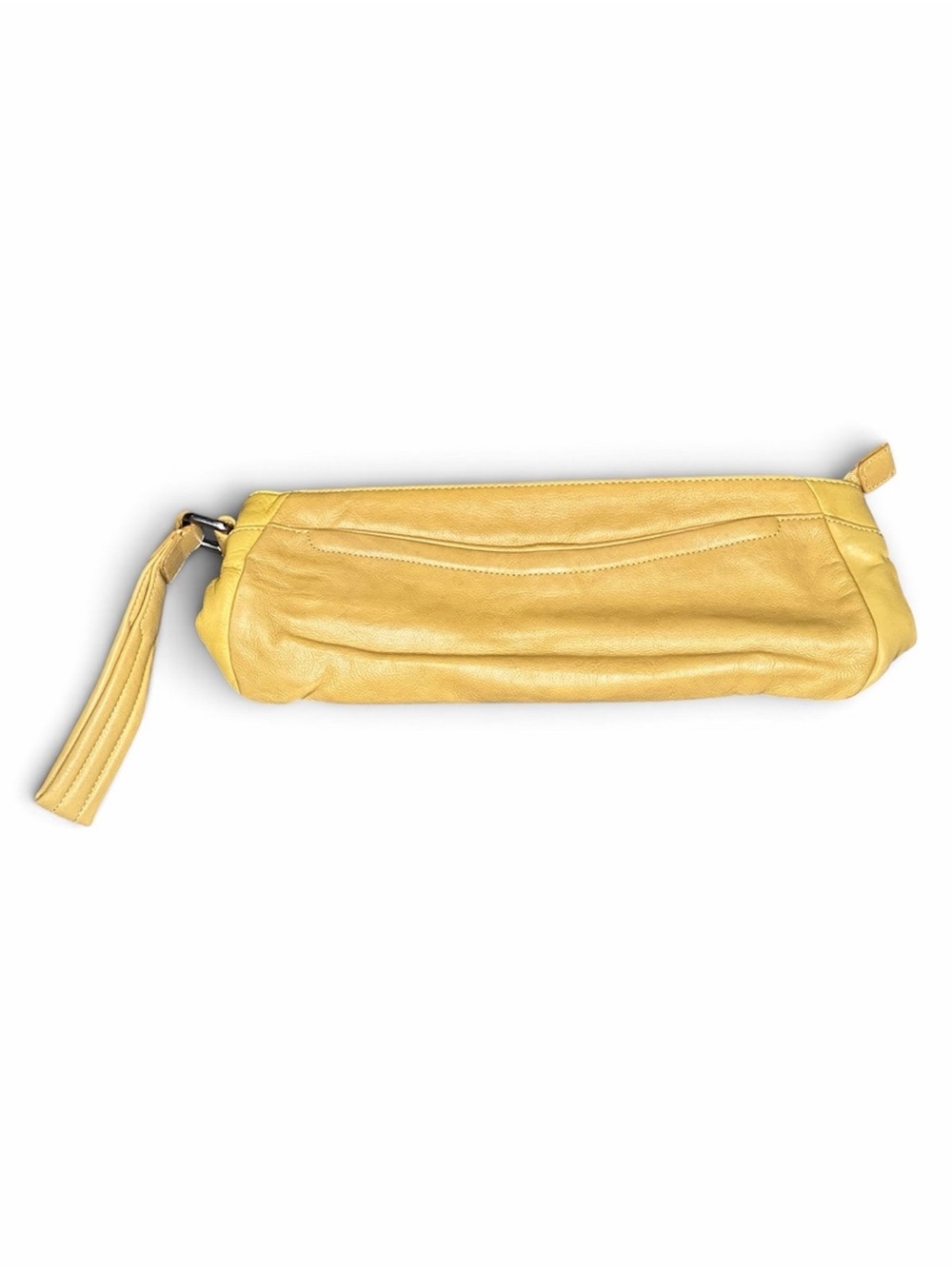 Kenneth Cole Yellow Leather Wristlet Clutch with Tassel